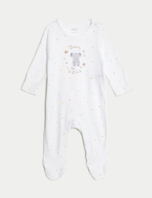 Pure Cotton Born In 2024 Sleepsuit (7lbs-9 Mths) Image 2 of 5