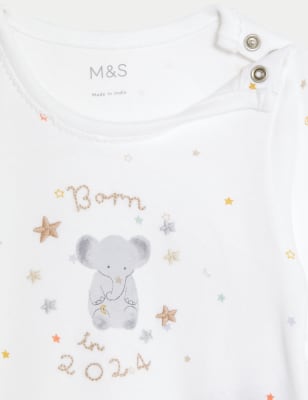 Pure Cotton Born In 2024 Sleepsuit 7lbs 9 Mths M S Collection M S   SD 04 T92 6061N Z4 X EC 3