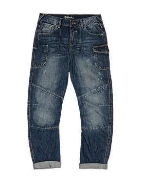 Pure Cotton Bow Leg Adjustable Waist Denim Jeans (5-14 Years) Image 2 of 3