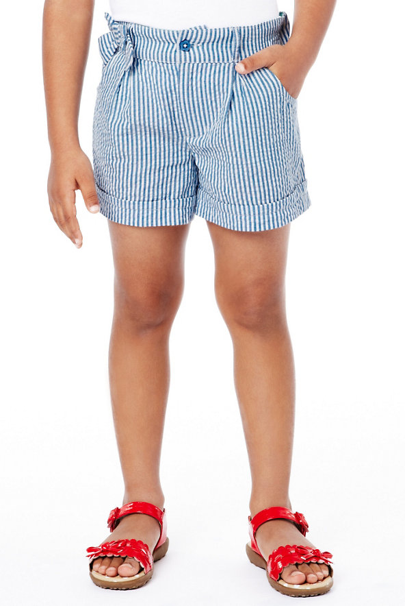 Pure Cotton Bow Striped Shorts Image 1 of 1