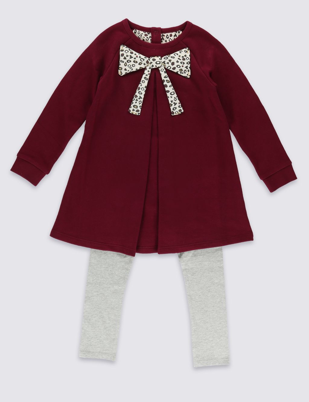 Pure Cotton Bow Tunic with Leggings Outfit (1-7 Years) 1 of 6