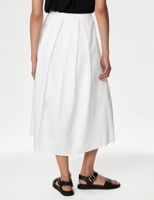 Pure Cotton Box Pleat Midaxi A-Line Skirt | M&S Collection | M&S