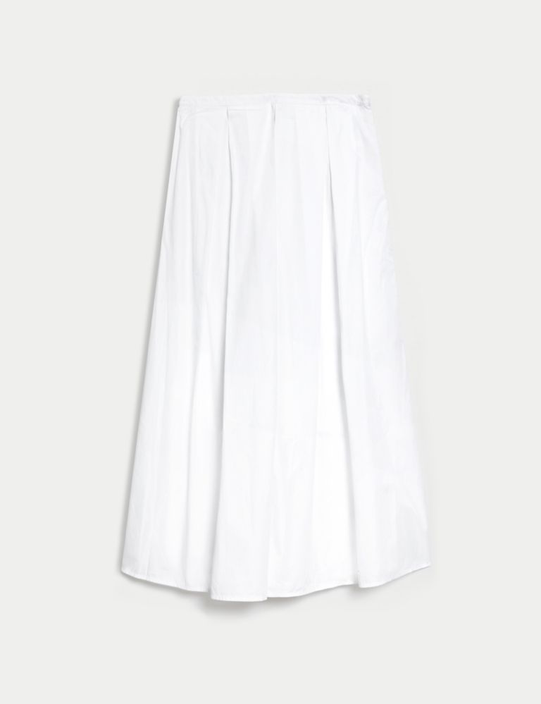 Pure Cotton Box Pleat Midaxi A-Line Skirt 2 of 5