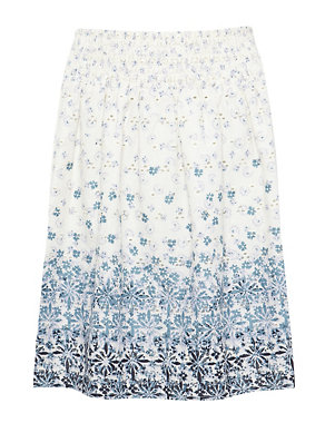 Pure Cotton Broderie & Floral Skirt Image 2 of 6