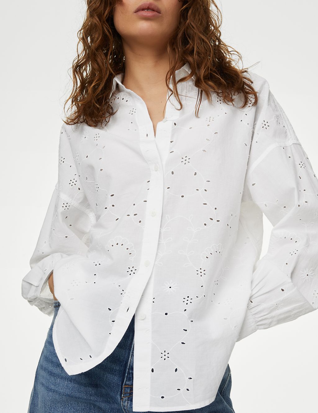 Pure Cotton Broderie Collared Shirt 5 of 6