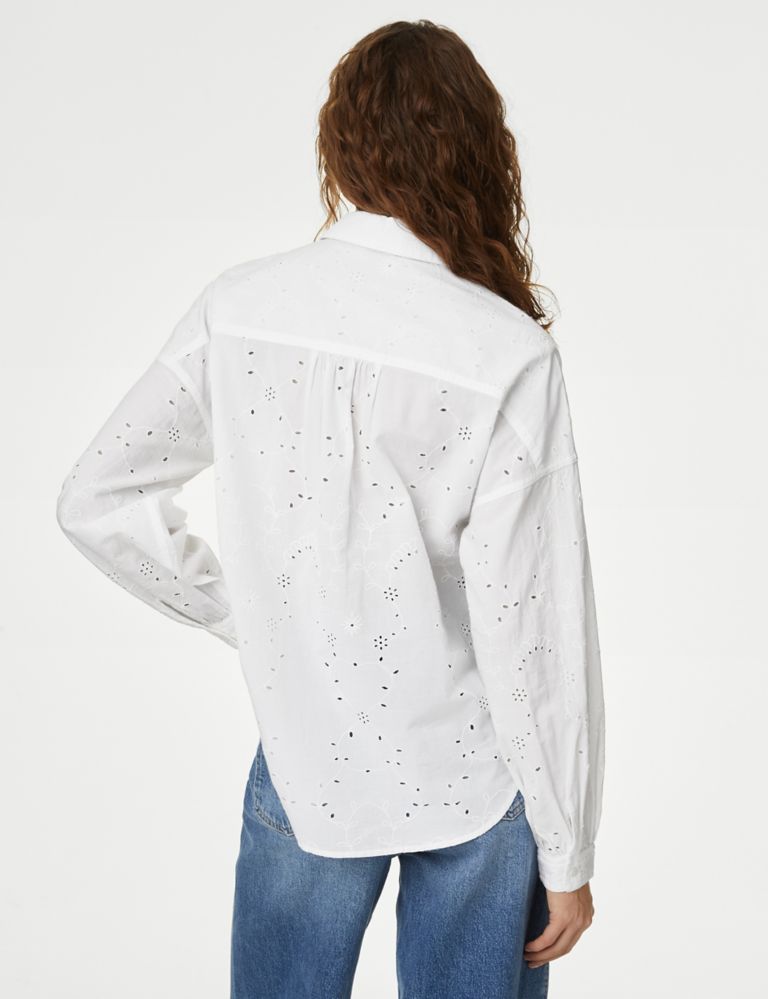 Pure Cotton Broderie Collared Shirt 6 of 6