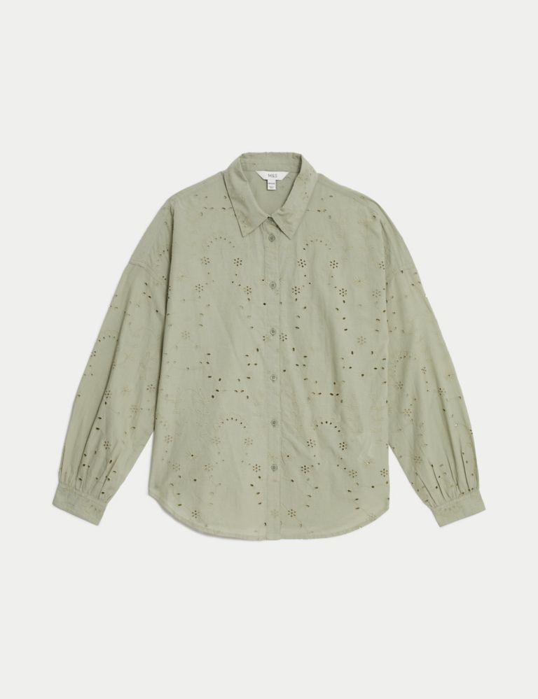 Pure Cotton Broderie Collared Shirt 2 of 5