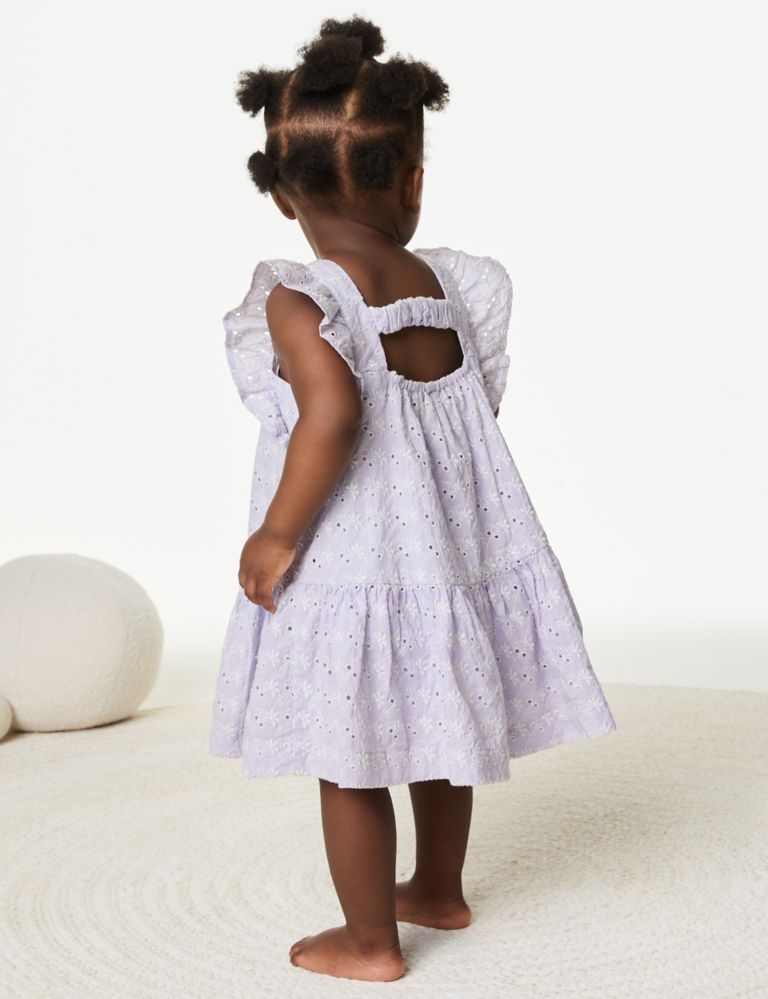 Pure Cotton Broderie Dress (0-3 Yrs) 5 of 5