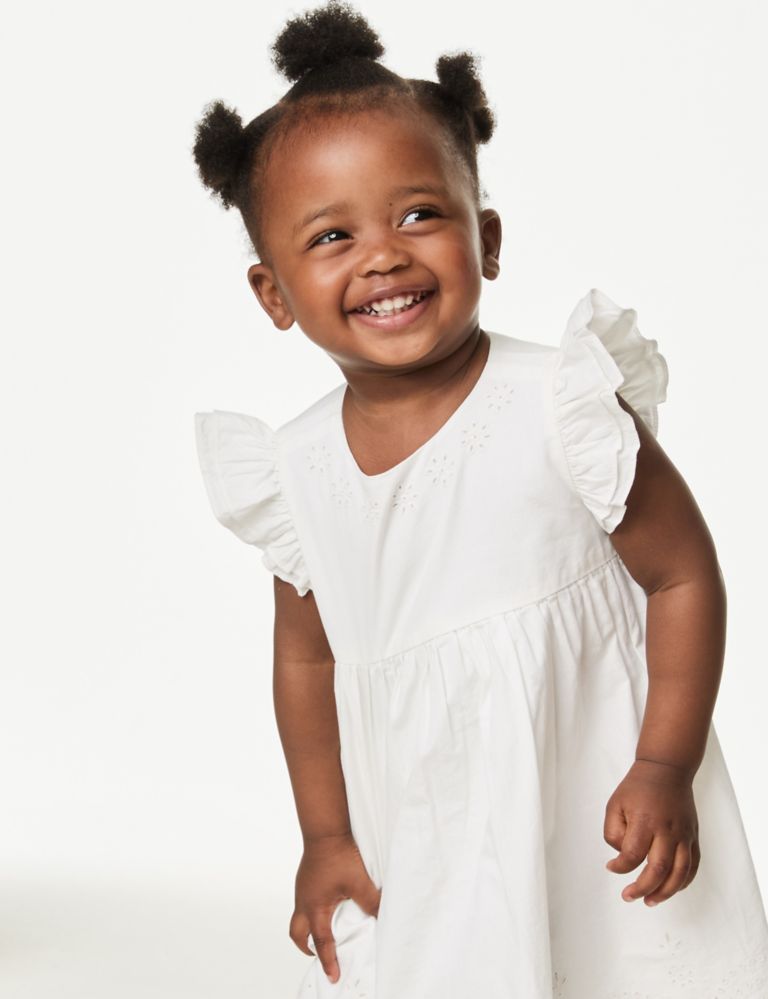 Pure Cotton Broderie Dress (0-3 Yrs) 5 of 6