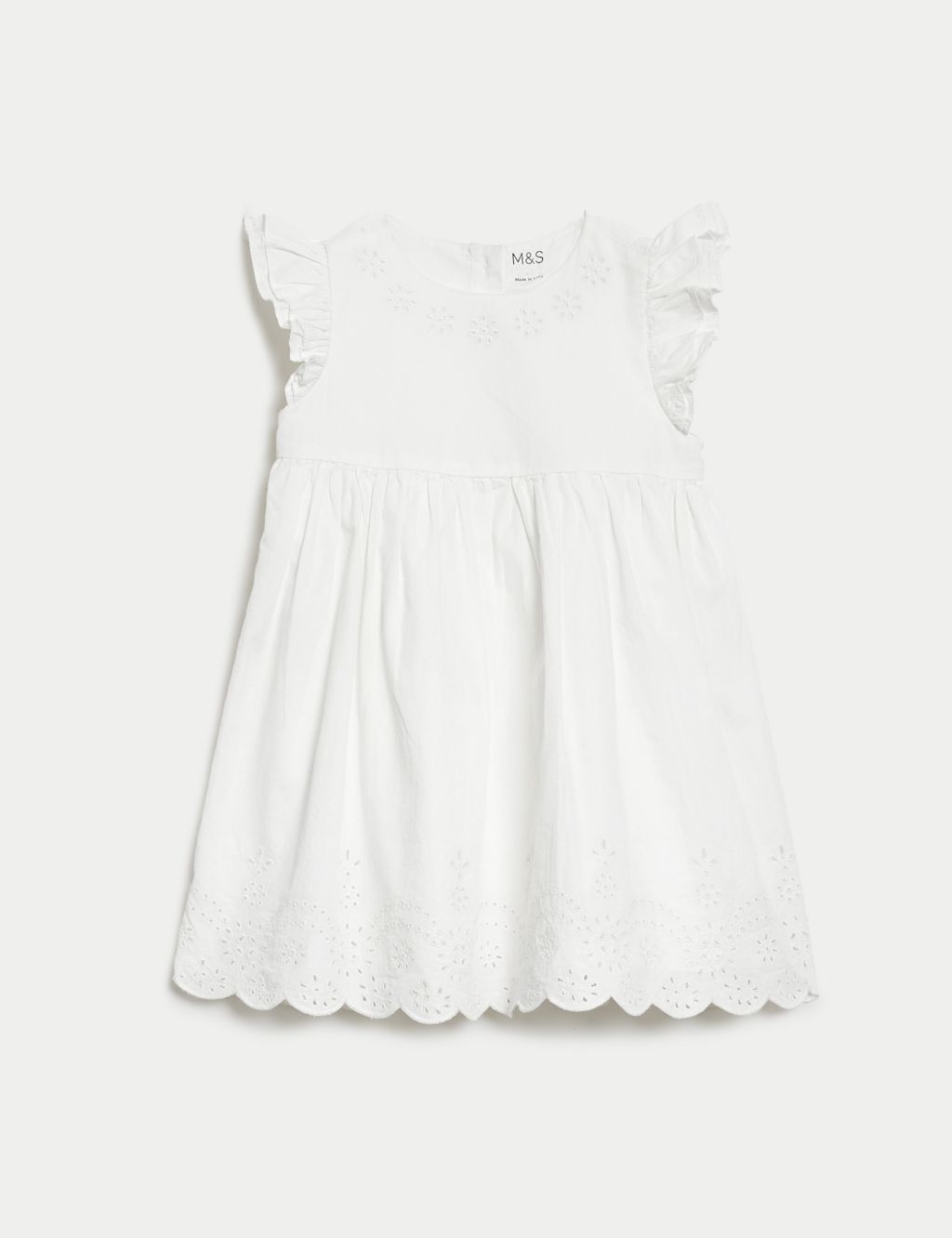 Pure Cotton Broderie Dress (0-3 Yrs) 1 of 6