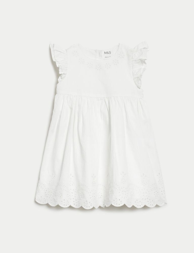 Pure Cotton Broderie Dress (0-3 Yrs) 2 of 6