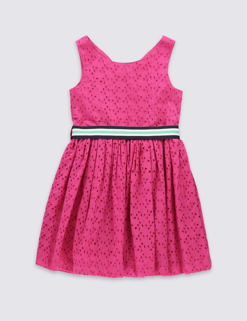 Pure Cotton Broderie Dress (1-10 Years) 1 of 5