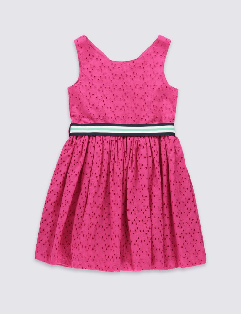 Pure Cotton Broderie Dress (1-10 Years) 2 of 5