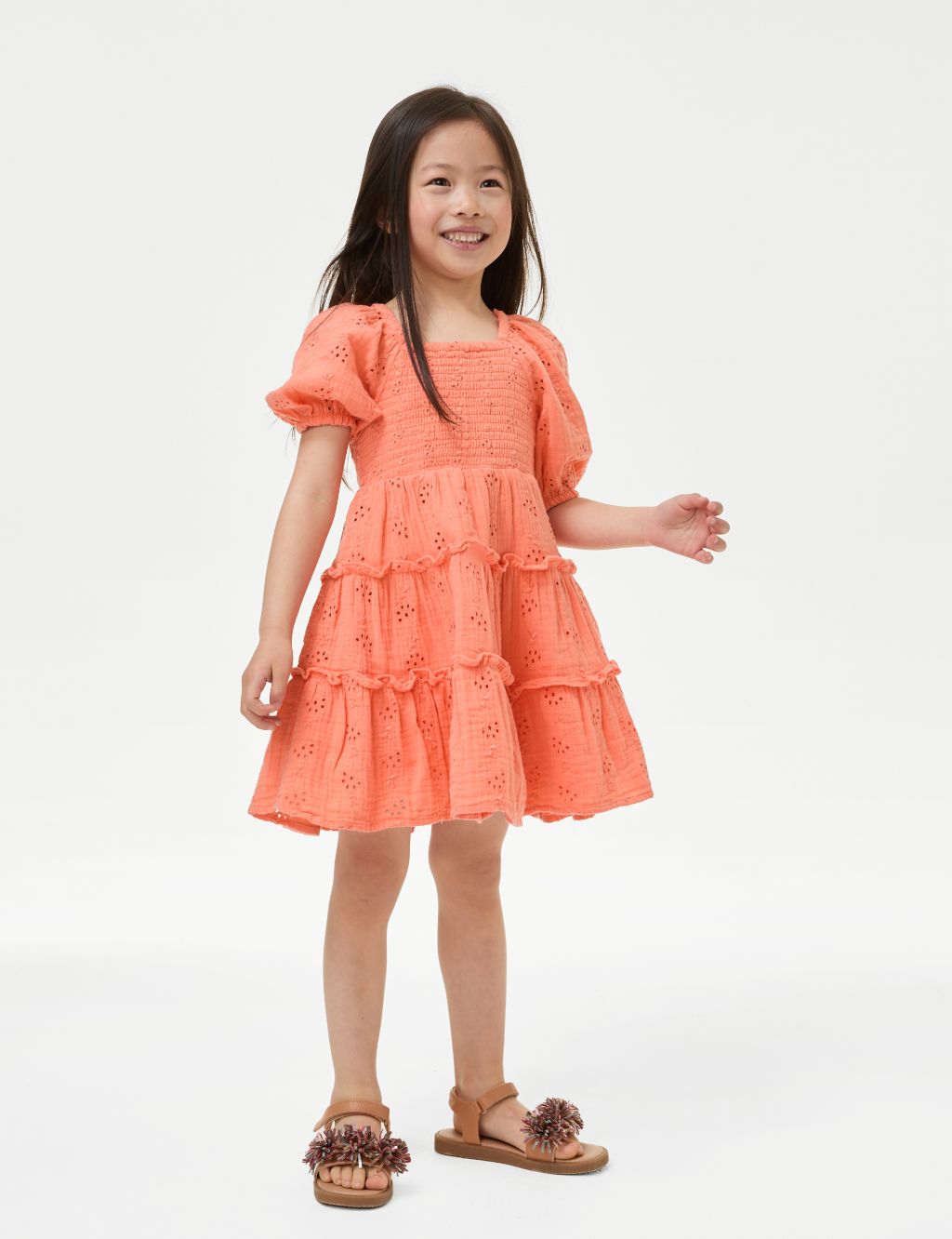 Pure Cotton Broderie Dress (2-8 Yrs) 4 of 6