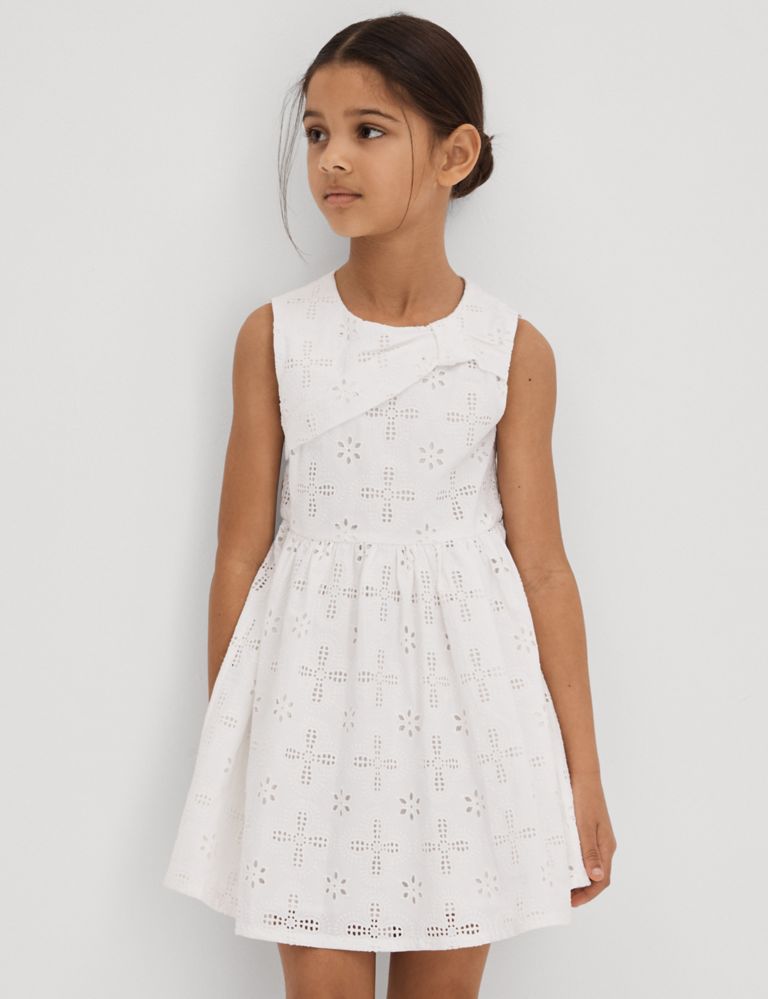 Pure Cotton Broderie Dress (4-14 Yrs) 3 of 6