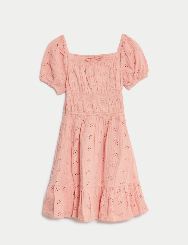 Pure Cotton Broderie Dress (6-16 Yrs) 2 of 4