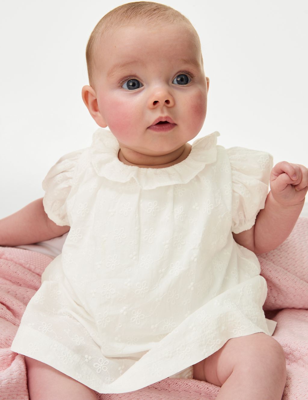 Pure Cotton Broderie Dress (7lbs-1 Yrs) 3 of 6