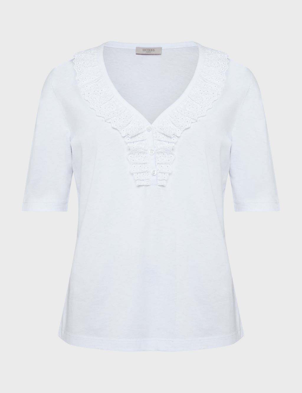 Pure Cotton Broderie Frill Detail Top 1 of 4