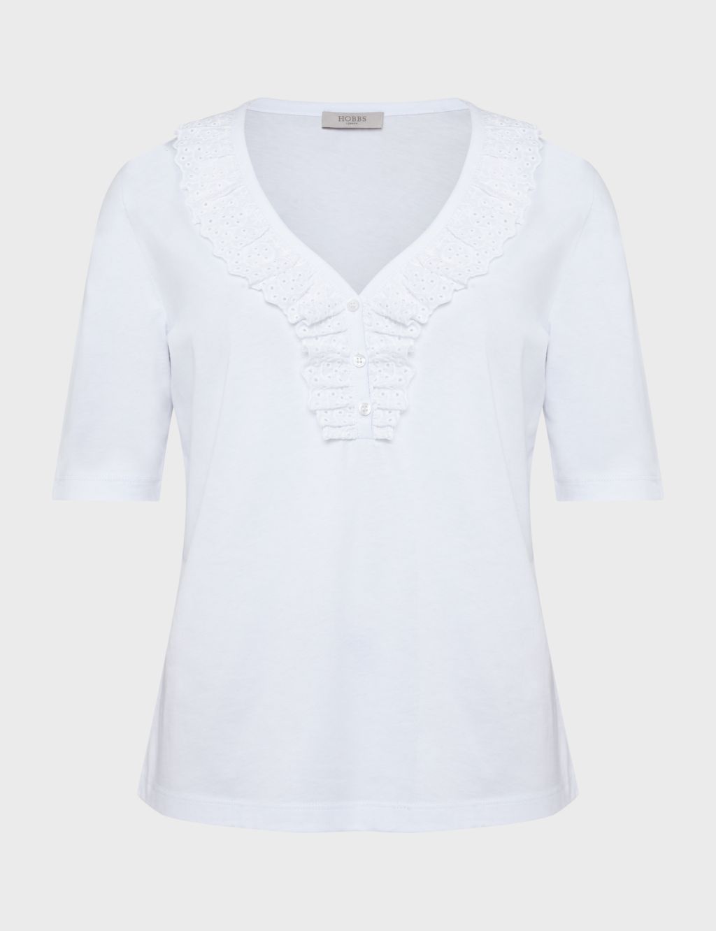 Pure Cotton Broderie Frill Detail Top | HOBBS | M&S