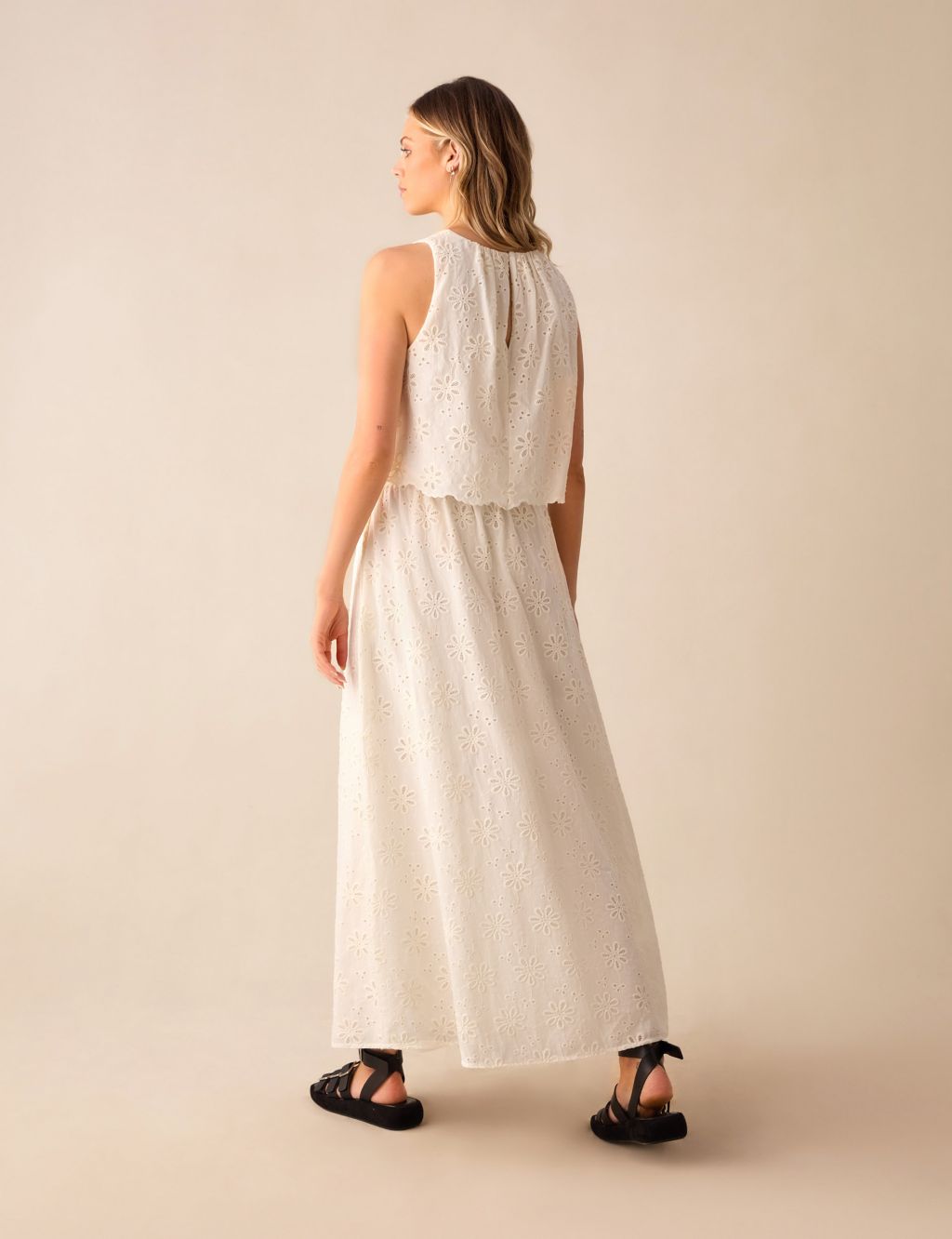 Pure Cotton Broderie Maxi A-Line Skirt 5 of 6