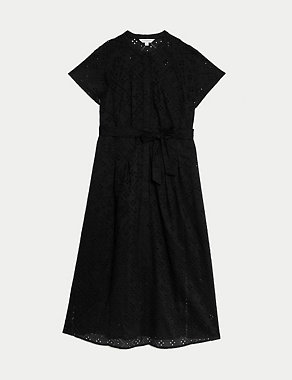 Pure Cotton Broderie Midaxi Shirt Dress Image 2 of 6