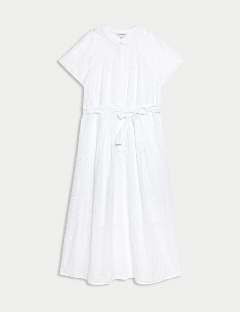 Pure Cotton Broderie Midaxi Shirt Dress 3 of 5