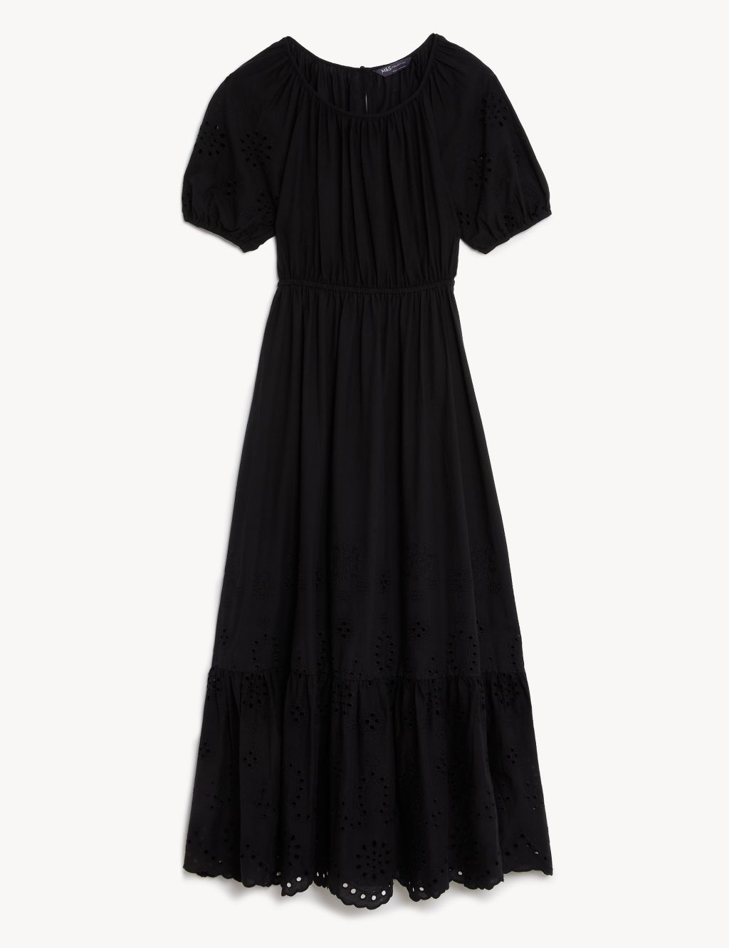 Pure Cotton Broderie Midaxi Tiered Dress | M&S Collection | M&S