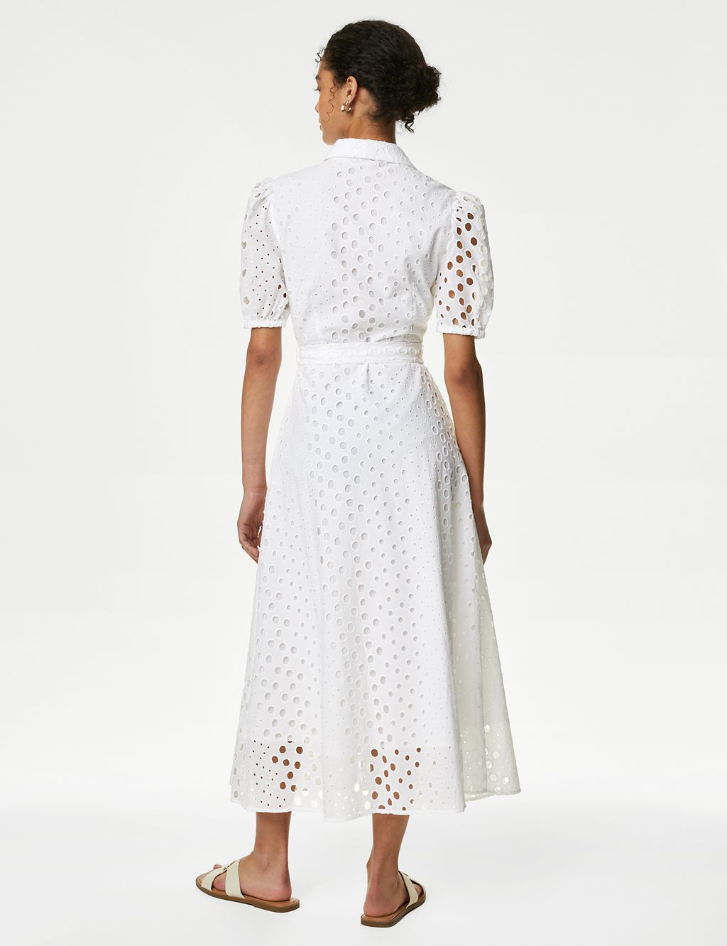 Pure Cotton Broderie Midi Shirt Dress 5 of 6