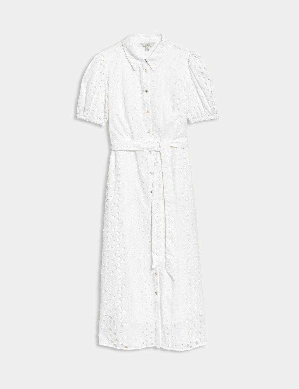 Pure Cotton Broderie Midi Shirt Dress 1 of 6