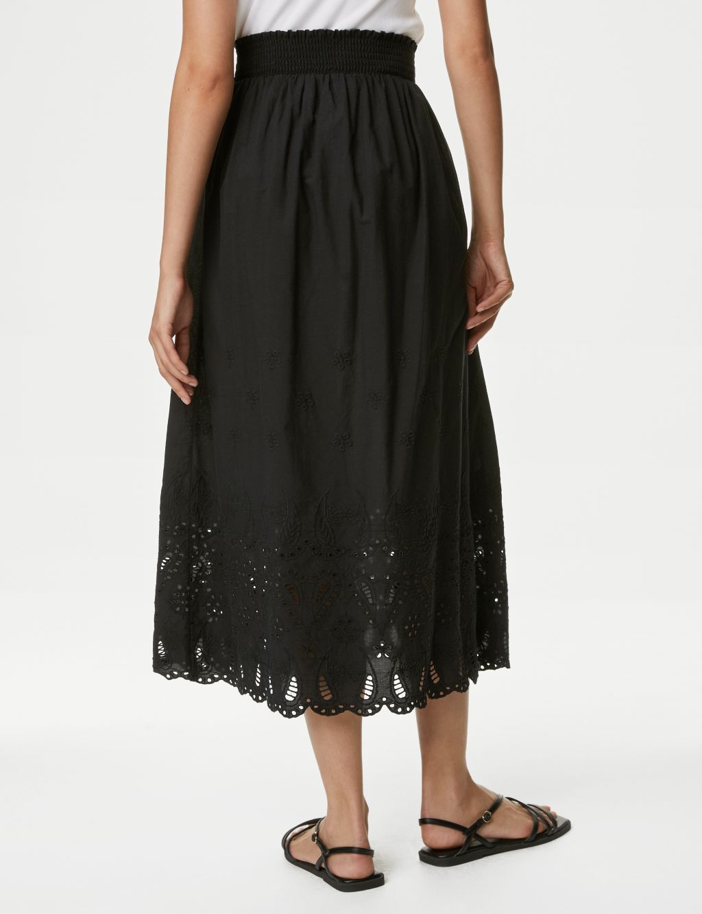 Pure Cotton Broderie Midi Skirt 6 of 6