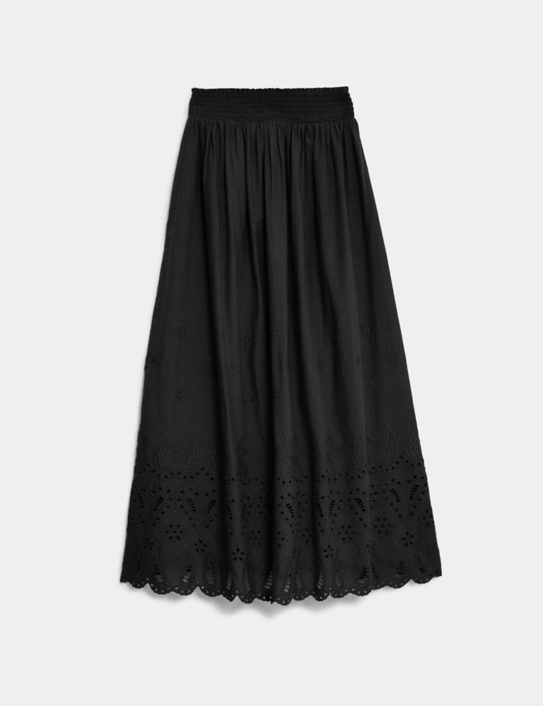 Pure Cotton Broderie Midi Skirt 2 of 6