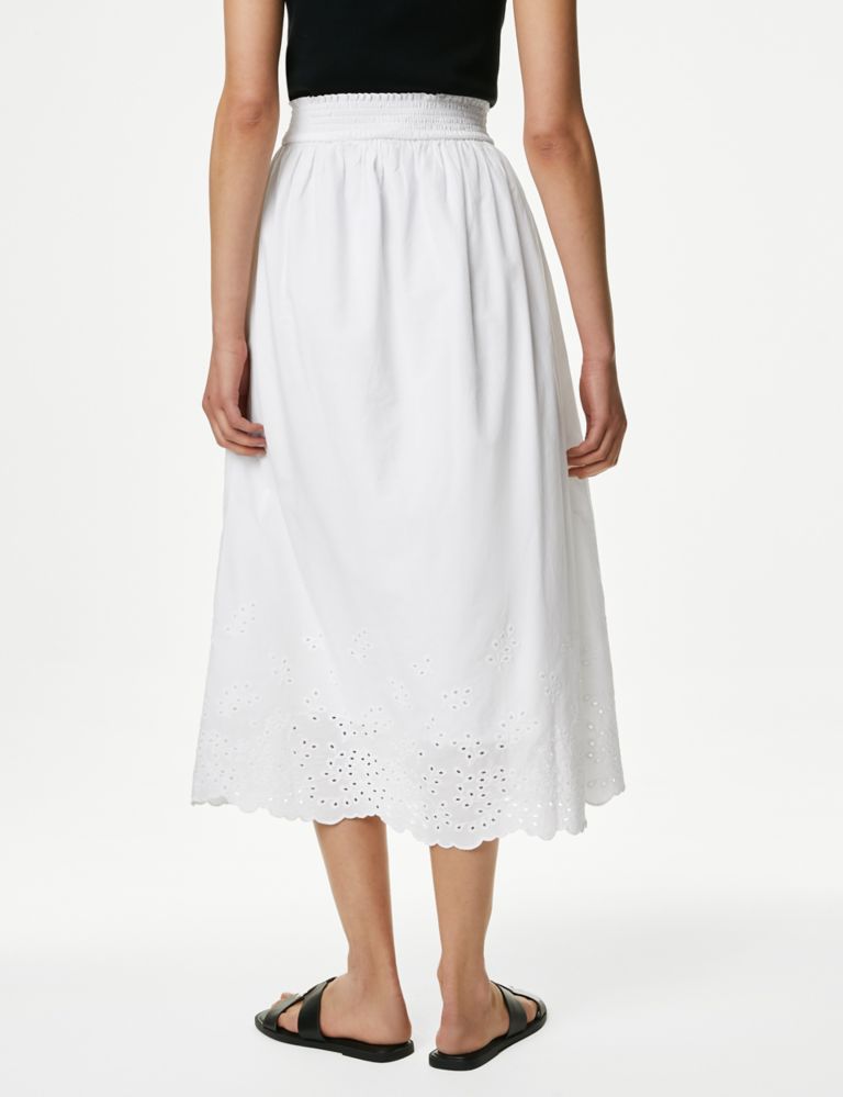 Pure Cotton Broderie Midi Skirt 5 of 5