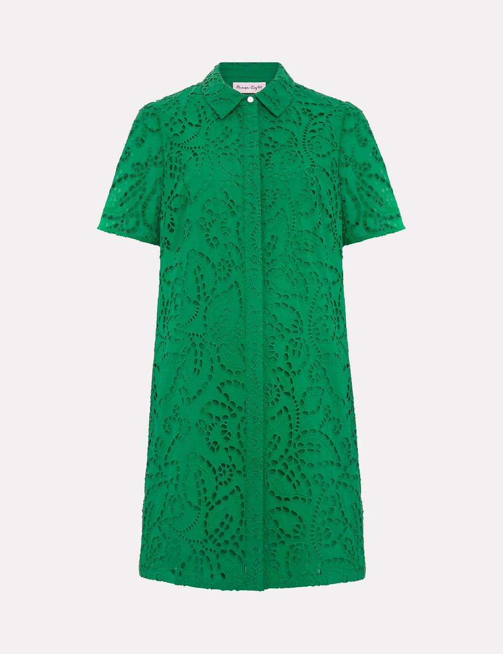 Pure Cotton Broderie Mini Swing Shirt Dress 1 of 6