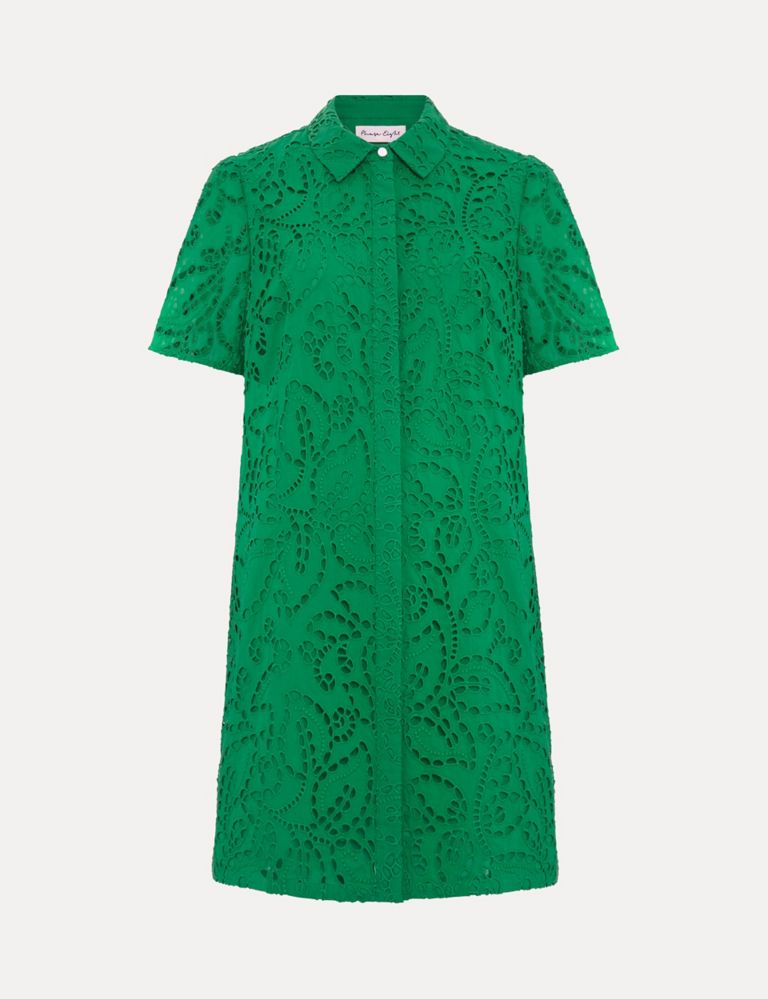 Pure Cotton Broderie Mini Swing Shirt Dress 2 of 6