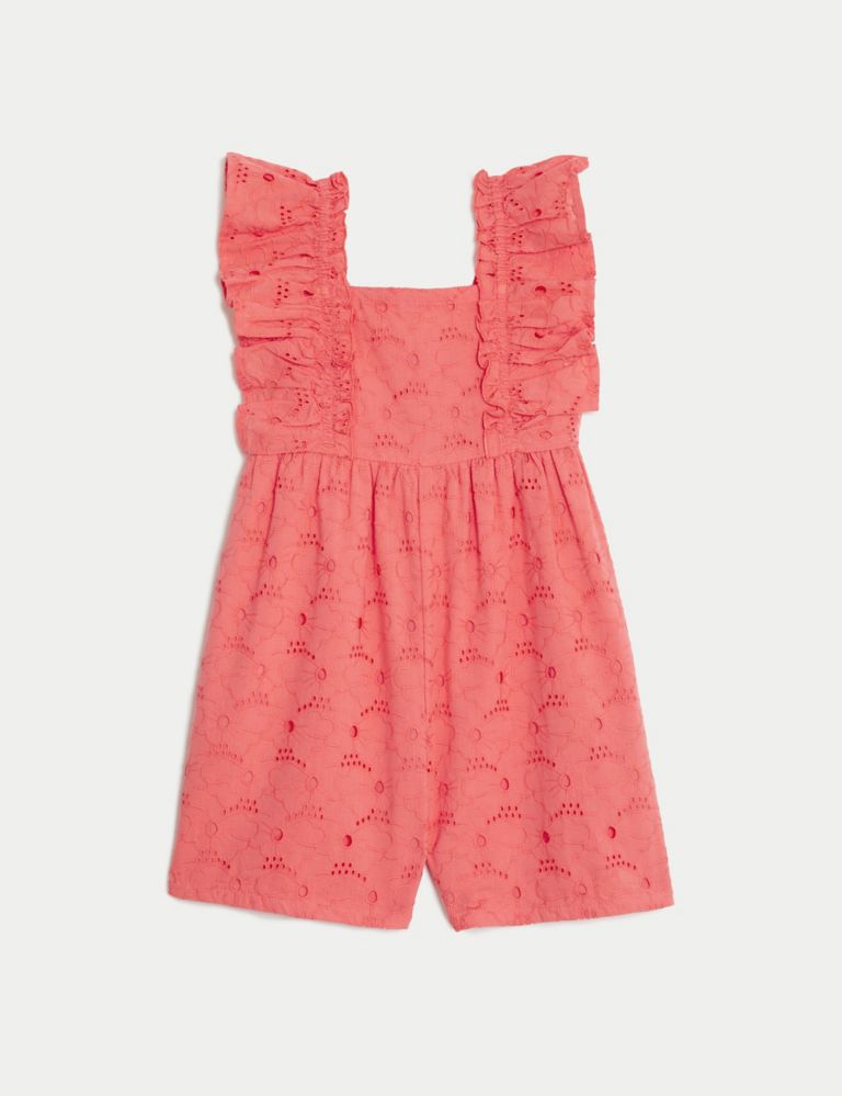 Pure Cotton Broderie Playsuit (2-8 Yrs) 2 of 5
