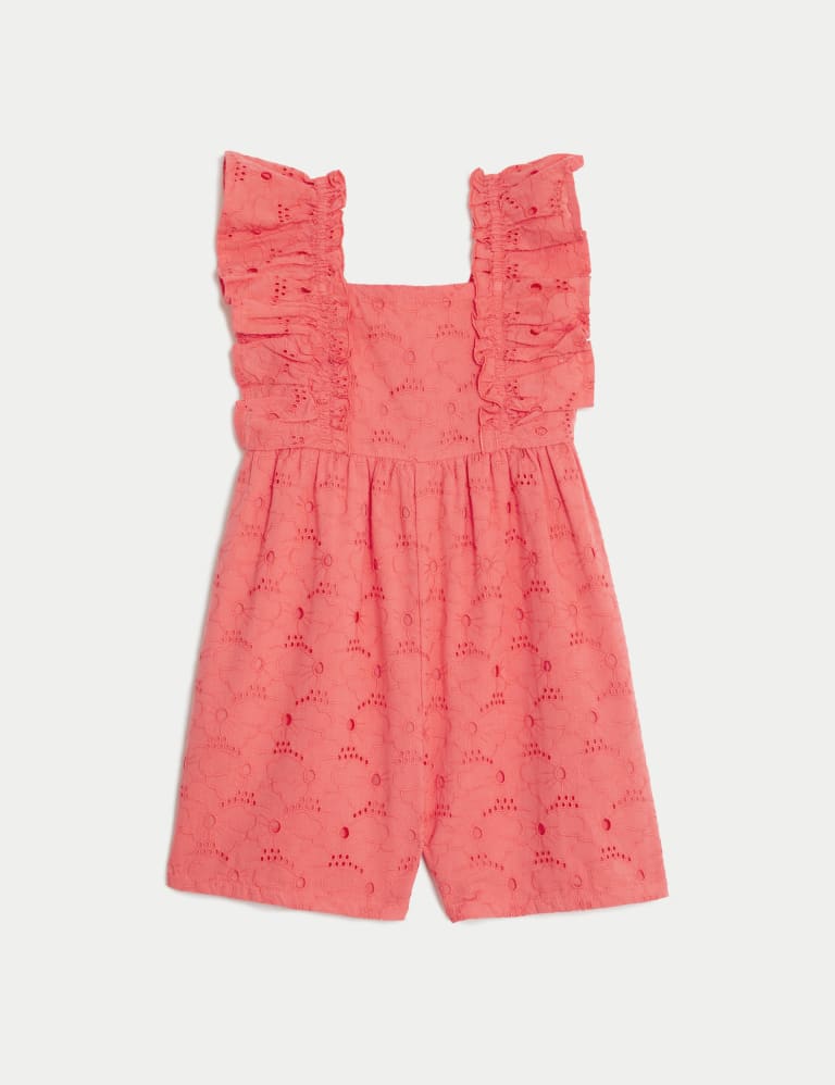 Pure Cotton Broderie Playsuit (2-8 Yrs) 2 of 5