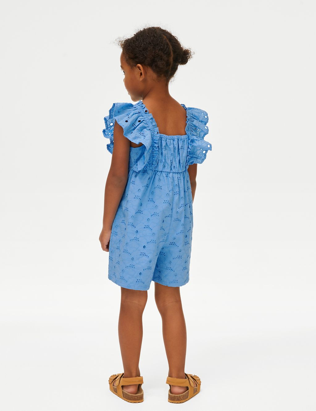 Pure Cotton Broderie Playsuit (2-8 Yrs) 4 of 4