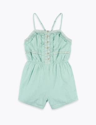 Pure Cotton Broderie Playsuit (6-16 Yrs) | M&S