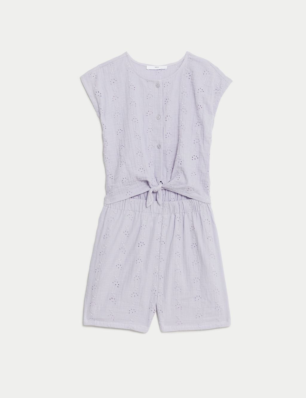 Pure Cotton Broderie Playsuit (6-16 Yrs) 1 of 4