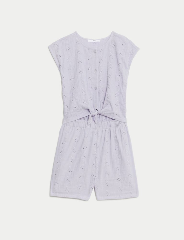 Pure Cotton Broderie Playsuit (6-16 Yrs) 2 of 4