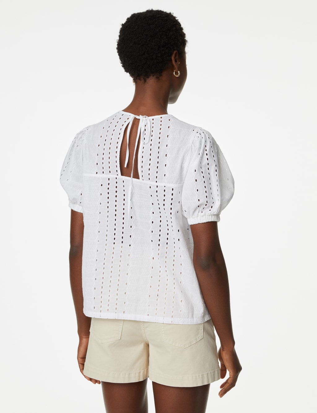 Pure Cotton Broderie Puff Sleeve Blouse | M&S Collection | M&S