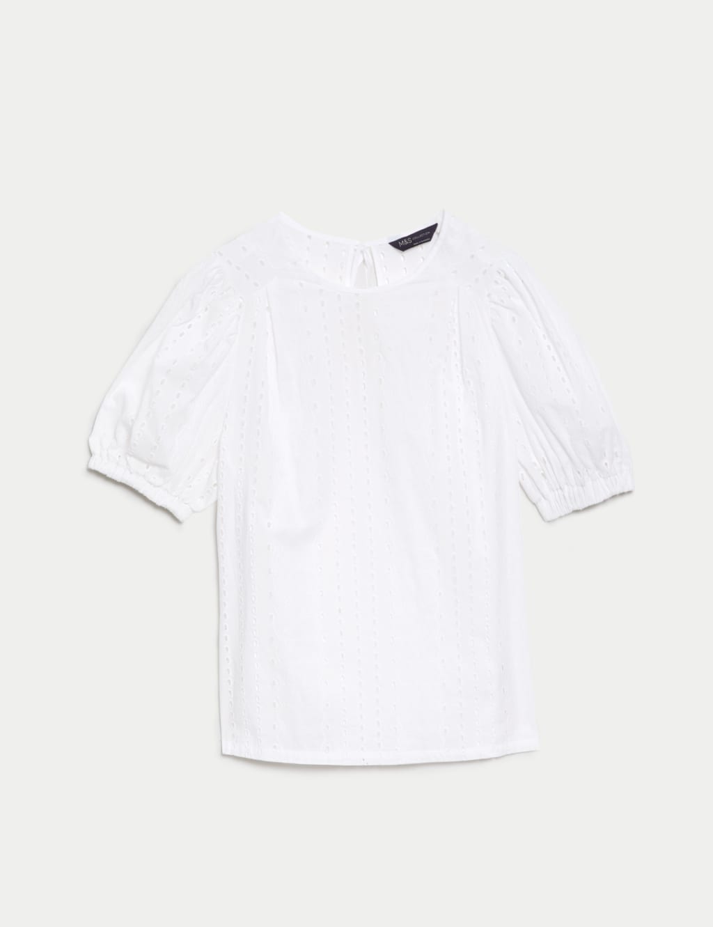 Pure Cotton Broderie Puff Sleeve Blouse | M&S Collection | M&S