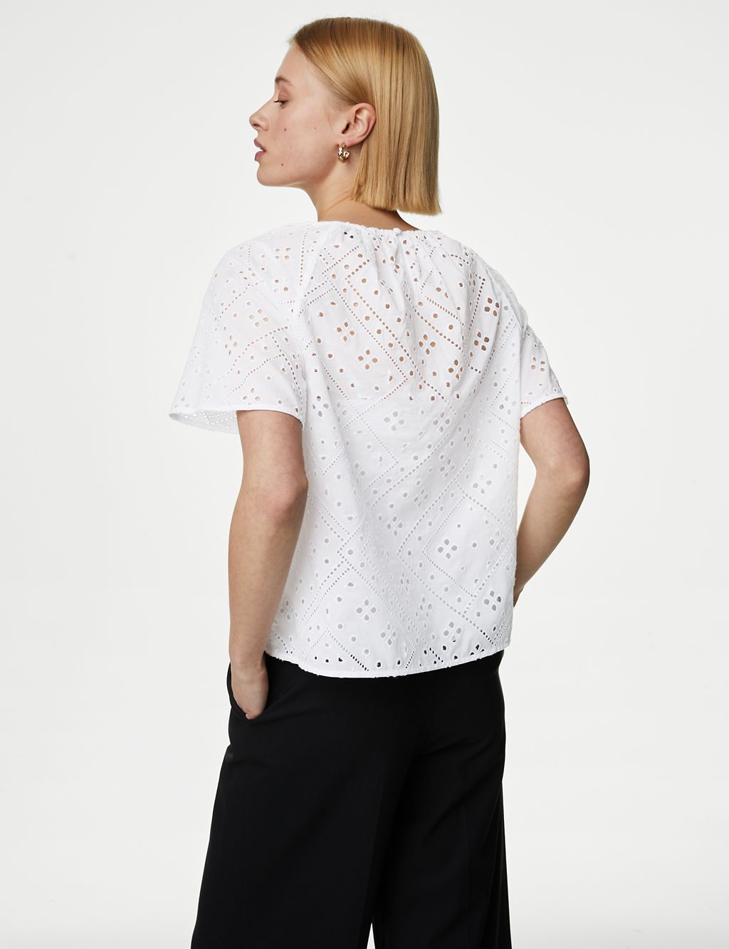 Pure Cotton Broderie Round Neck Blouse 5 of 5