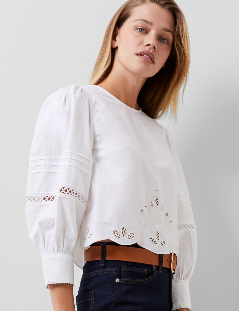 Pure Cotton Broderie Round Neck Top 4 of 4