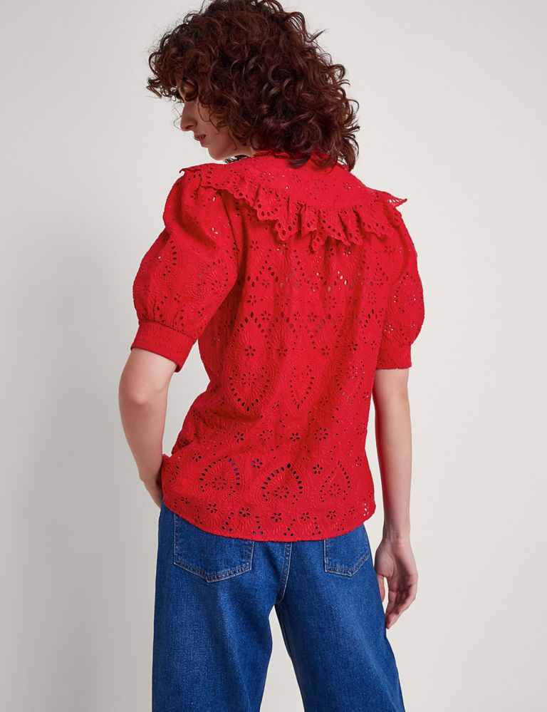 Pure Cotton Broderie Ruffle Blouse 5 of 5