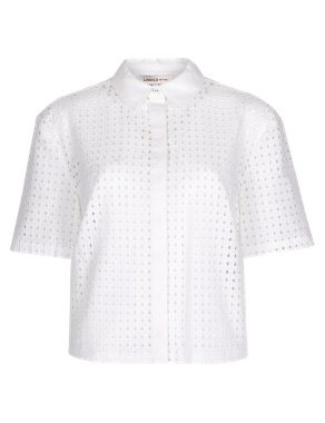 Pure Cotton Broderie Shirt Image 2 of 4