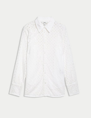 Pure Cotton Broderie Shirt Image 2 of 6