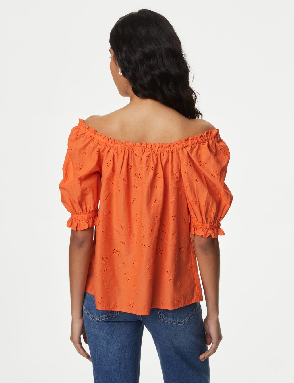 Pure Cotton Broderie Square Neck Top 5 of 5