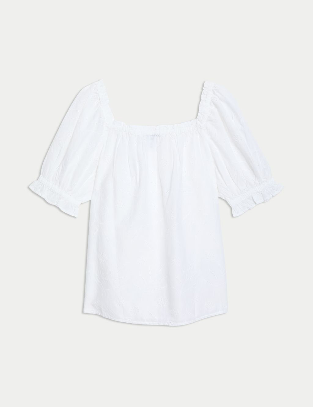 Pure Cotton Broderie Square Neck Top 1 of 6
