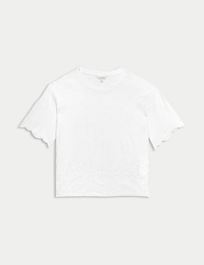 Pure Cotton Broderie T-Shirt Image 2 of 6